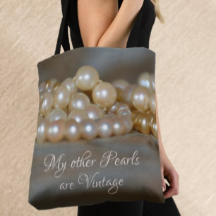 Retro Glamour Perlen Grau und Creme Schön Chic Tasche