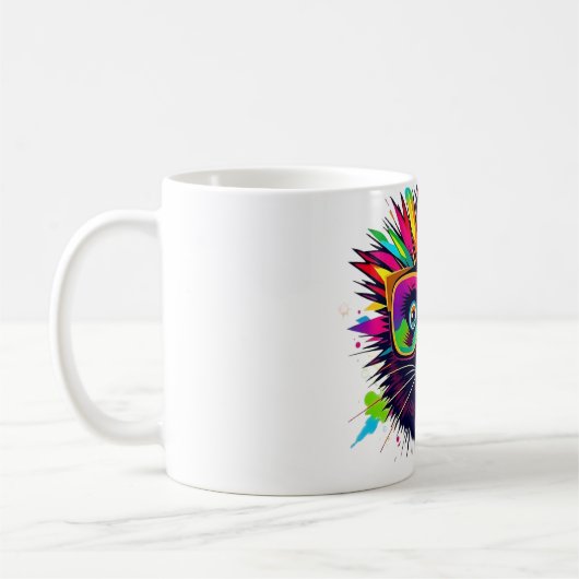 Retro Glasses Porcupine T-Shirt Kaffeetasse (Links)