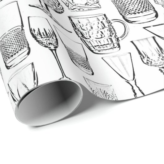 Retro Glaswaren Giftwrap Geschenkpapier (Rolleneckpunkt)
