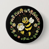 Retro glaube an dich selbst Vintage Honigbiene Button (Vorderseite)