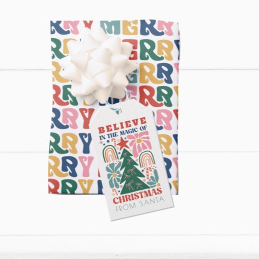 Retro glauben an den Weihnachtszauber Geschenkanhänger