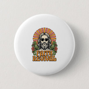 Retro-Glaubens-Erneuerungs-Christliche-Gravur-Vekt Button