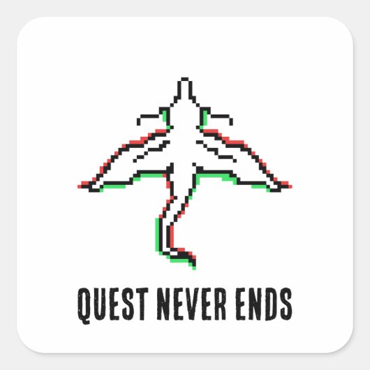 Retro Glitch-Drache Quadratischer Aufkleber (Vorderseite)