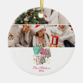 Retro Glitter Ho Ho Ho Christmas Keramik Ornament (Vorne)