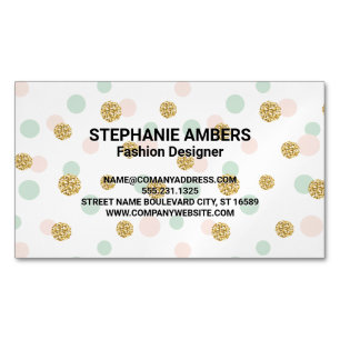 Retro Glitter Konfetti   Polka Dot Magnetische Visitenkarte