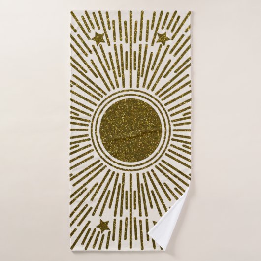 Retro-Glitzer, goldene Sonne mit Rochen Badehandtuch (Badehandtuch)