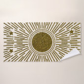 Retro-Glitzer, goldene Sonne mit Rochen Badehandtuch (Badehandtuch)