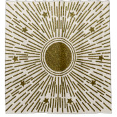 Retro-Glitzer, goldene Sonne mit Rochen Duschvorhang (Vorderseite)