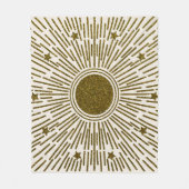 Retro-Glitzer, goldene Sonne mit Rochen Fleecedecke (Vorderseite)