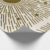 Retro-Glitzer, goldene Sonne mit Rochen Geschenkpapier (Ecke)