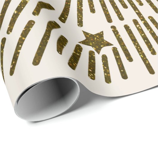 Retro-Glitzer, goldene Sonne mit Rochen Geschenkpapier (Rolleneckpunkt)