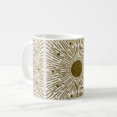 Retro-Glitzer, goldene Sonne mit Rochen Kaffeetasse (Vorderseite Links)