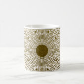 Retro-Glitzer, goldene Sonne mit Rochen Kaffeetasse (Mittel)