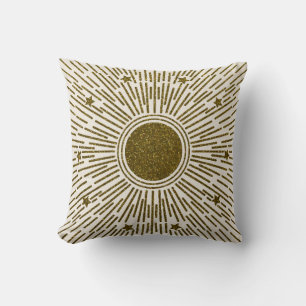 Retro-Glitzer, goldene Sonne mit Rochen Kissen