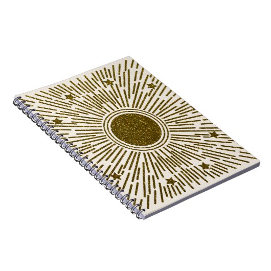 Retro-Glitzer, goldene Sonne mit Rochen Notizblock (Rechte Seite)