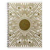 Retro-Glitzer, goldene Sonne mit Rochen Notizblock (Vorderseite)