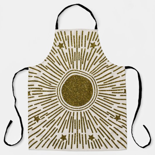 Retro-Glitzer, goldene Sonne mit Rochen Schürze (Vorderseite)
