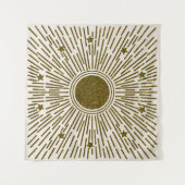 Retro-Glitzer, goldene Sonne mit Rochen Wandteppich (Vorderseite (Horizontal))