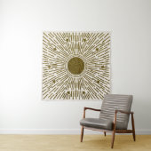 Retro-Glitzer, goldene Sonne mit Rochen Wandteppich (Beispiel)