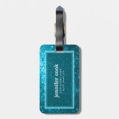 Retro-Glitzer mit blauen Farbtönen und Glitzern 2 Gepäckanhänger (Rückseite vertikal)