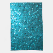 Retro-Glitzer mit blauen Farbtönen und Glitzern Geschirrtuch (Vertikal)