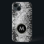 Retro-Glitzer mit monogrammatikalischen Silver Seq Case-Mate iPhone Hülle<br><div class="desc">Monogrammatikalische Silber-Sequenz. Die Diskothek Retro 70er Jahre spiegelt sich in den Bändern und Glitzern wider. Achten Sie auf dieses Design in vielen Tönen. Lila blaugrünes Rosa und kann in Ihrer Lieblingsfarbe angefordert werden. Es handelt sich um ein Bildmuster und nicht um eine tatsächliche Sequenz.</div>