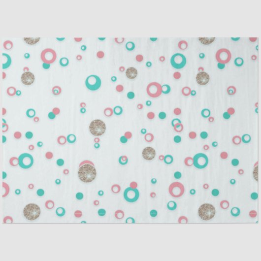 Retro Glitzer Red Green Gold Polka Dots Weihnachte Seidenpapier (Vorderseite)