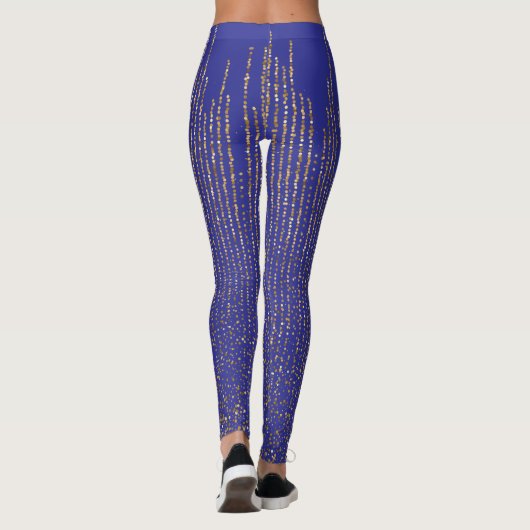 Retro-Glitzern auf Blue Print Leggings (Rückseite)