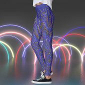 Retro-Glitzern auf Blue Print Leggings