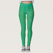 Retro-Glitzern auf grüner blauer Printwerbung Leggings (Vorderseite)