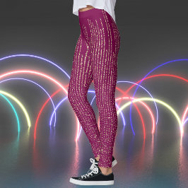 Retro-Glitzern auf Weinrodruck Leggings
