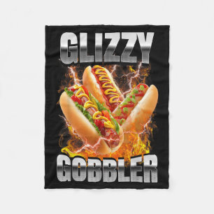 Retro Glizzy Gobbler Hotdog Schwarzmarkt Meme Hot  Fleecedecke