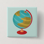 Retro Globe Illustration Vintage Erdkarte Button (Vorderseite)