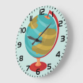 Retro Globe Illustration Vintage Erdkarte Große Wanduhr (Winkel)