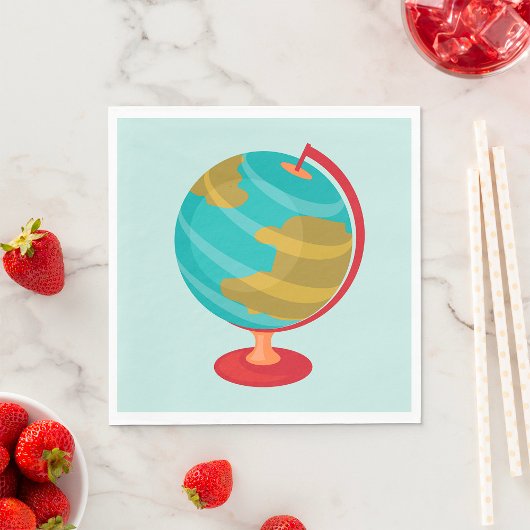 Retro Globe Illustration Vintage Erdkarte Serviette