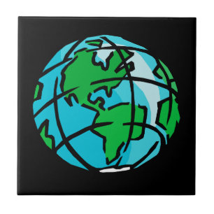 Retro-Globus-Geographie-Zeichnung – Vintage-Welt Fliese