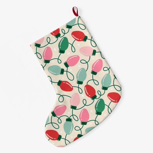 Retro Glow Lights Großer Weihnachtsstrumpf (Rückseite (Hängend))