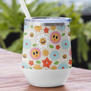 Retro Glückliche Blume Farbige Groovy Geschenk