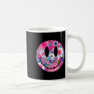 Retro glückliche Blumen lächelndes Gesicht Groovy Kaffeetasse