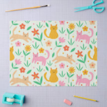 Retro-glückliche Katzen mit orange-roten und pfirs