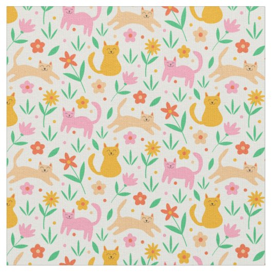Retro glückliche Katzen mit orange-roten und pfirs Stoff (Nahaufnahme)