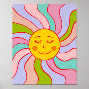 Retro glückliche Sonne Poster