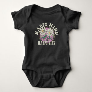 Retro Glücklicher Geist Glückliches Leben Baby Strampler
