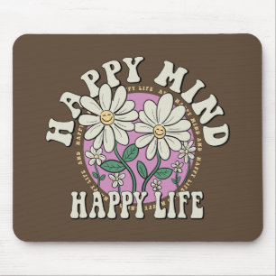 Retro Glücklicher Geist Glückliches Leben Mousepad