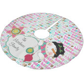 Retro glücklicher Schneemann-kundenspezifischer Polyester Weihnachtsbaumdecke (Schrägansicht)