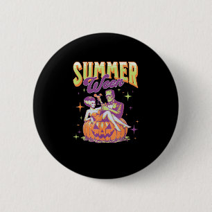 Retro glücklicher Sommerween lustiger Frankenstein Button