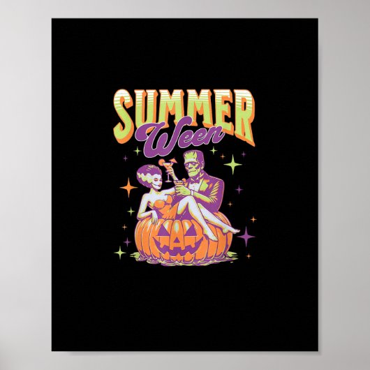 Retro glücklicher Sommerween lustiger Frankenstein Poster (Vorne)