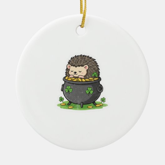 Retro Glückskleeblatt-Igel St. Patrick's Day Keramik Ornament (Vorne)