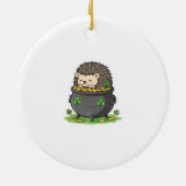 Retro Glückskleeblatt-Igel St. Patrick's Day Keramik Ornament (Hinten)