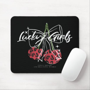 Retro Glücksmädchen Kirsche Zitat Mousepad